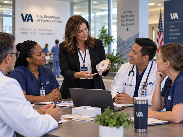 FedCom representative with clinical staff during an in-service
